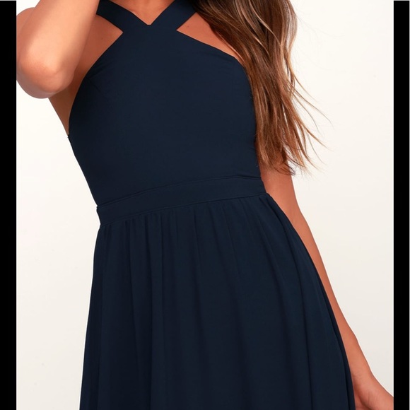 Lulu’s Air of Romance Navy Blue Maxi Dress - Picture 4 of 4